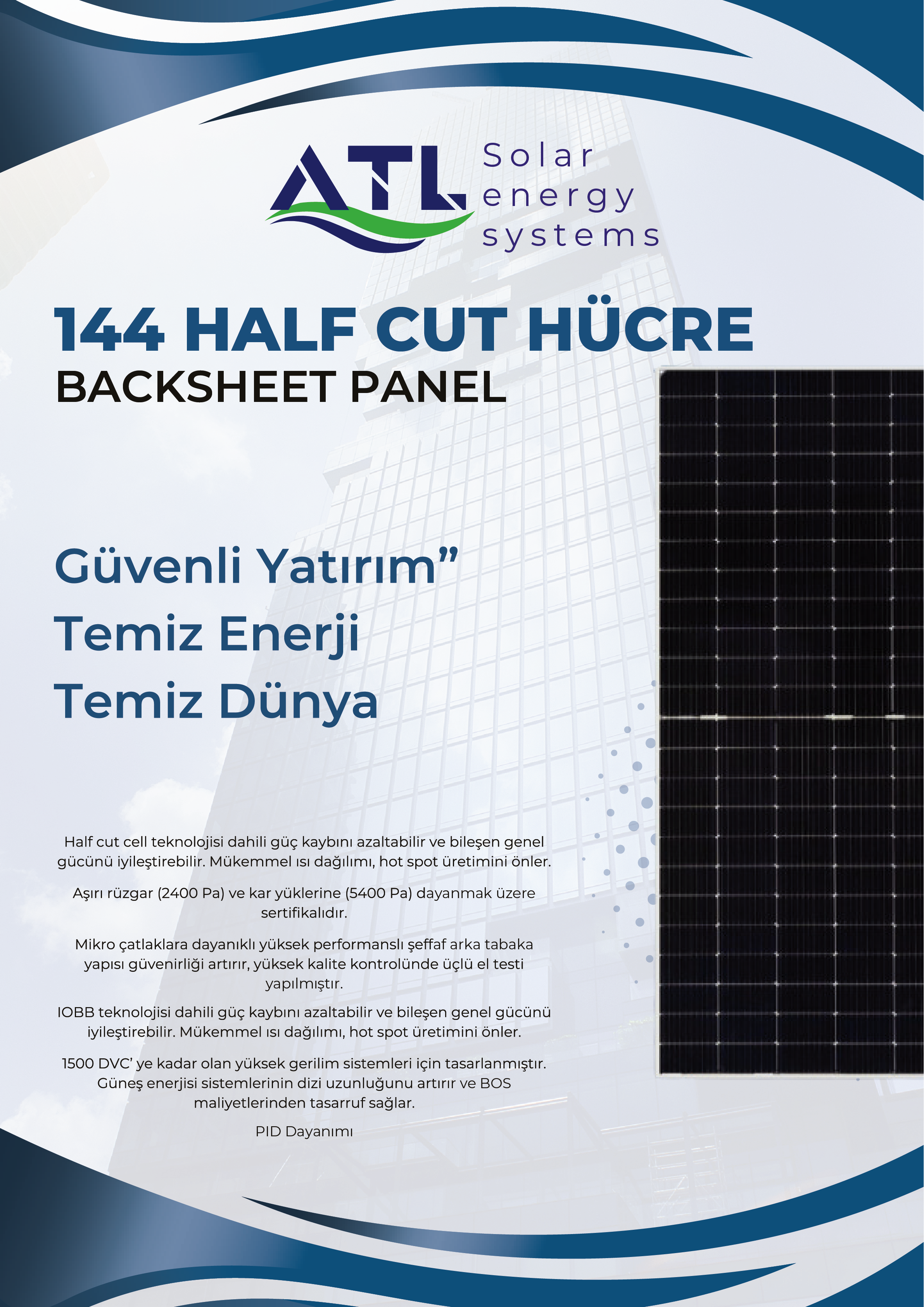 Pantec 550 W M10 10BB Half-Cut Monokristal Güneş Paneli görsel 2