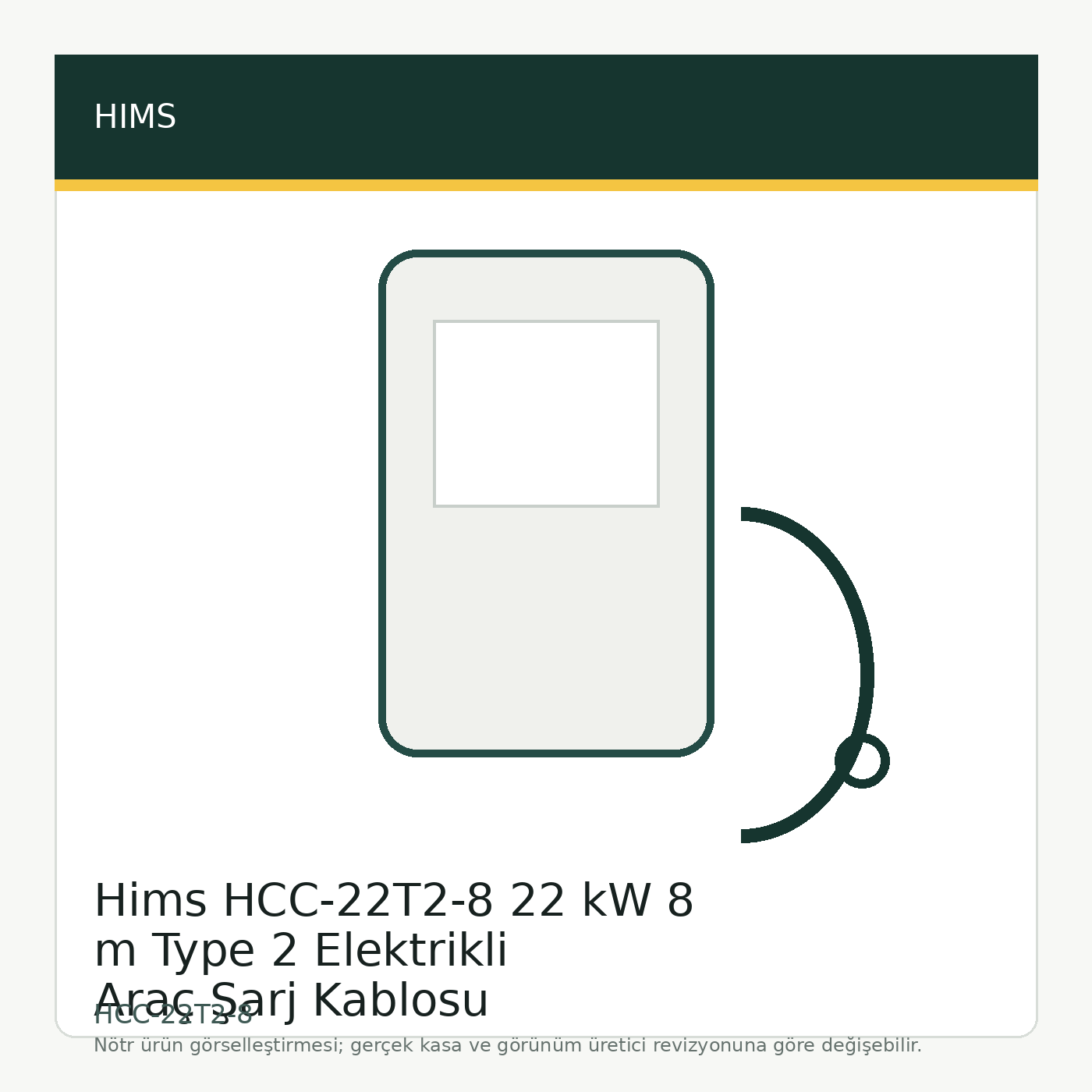 Hims HCC-22T2-8 22 kW 8 m Type 2 Elektrikli Araç Şarj Kablosu