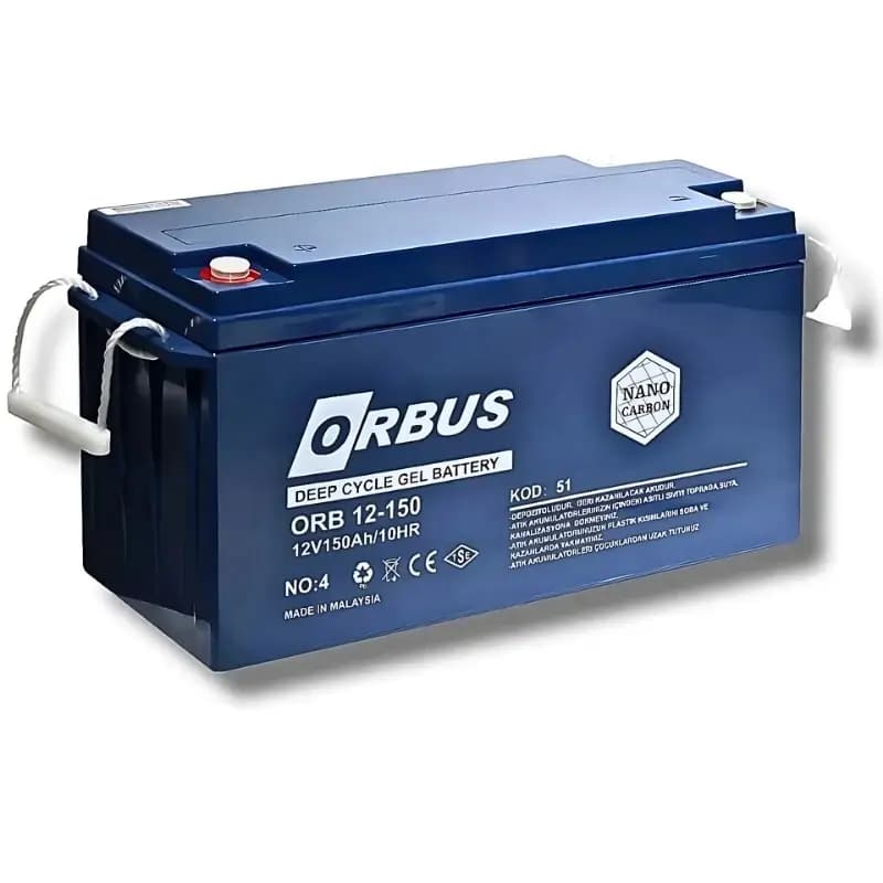 Orbus 12 V 150 Ah Derin Döngü Karbon Jel Akü görsel 1