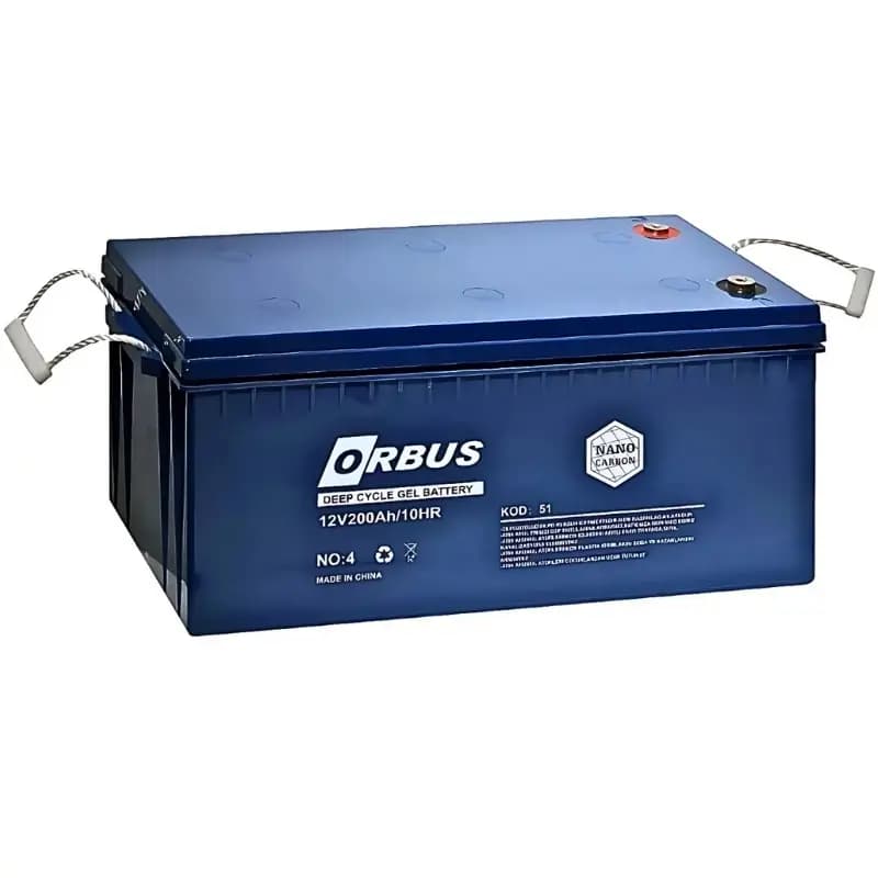 Orbus 12 V 200 Ah Derin Döngü Karbon Jel Akü görsel 1