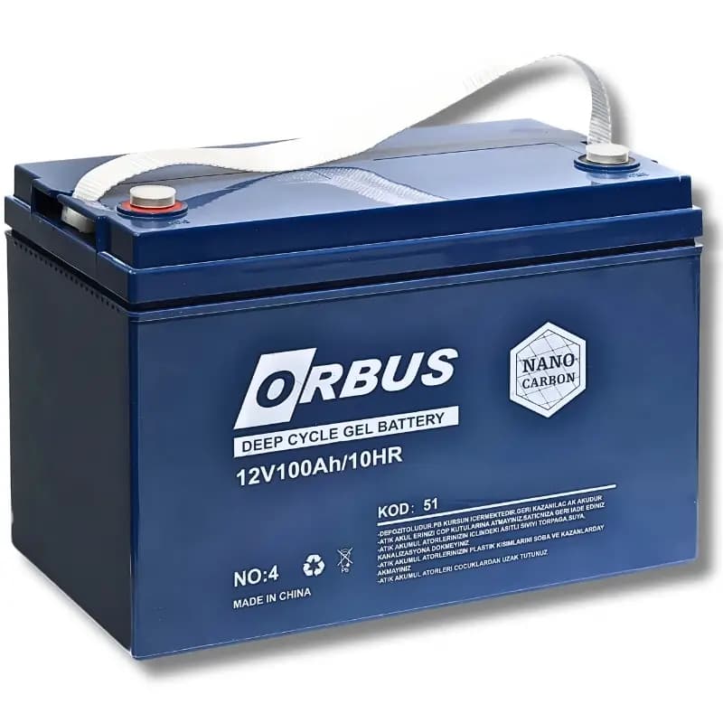 Orbus 12 V 100 Ah Derin Döngü Karbon Jel Akü görsel 1